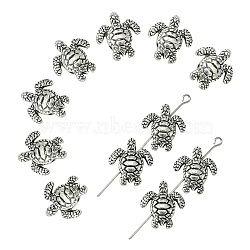 Tibetan Style Alloy Beads, Turtle, Antique Silver, 18x16x5mm, Hole: 1.8mm(TIBEB-YW0001-24)