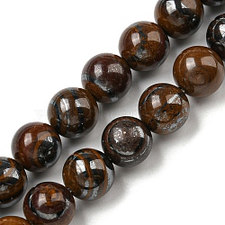 Natural Yellow Tiger Iron Beads Strands, Round, 8~8.5mm, Hole: 1.4mm, about 45pcs/strand, 14.84~14.96 inch(37.7~38cm)(G-C079-A03-02)