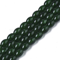 Transparent Crackle Glass Beads Strands, Oval, Green, 8x5.5~6mm, Hole: 1mm, about 100pcs/strand, 31.4 inch(X-DGLA-S085-6x8-19)