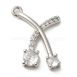 Brass Micro Pave Cubic Zirconia Pendants, Platinum, 13x18.5x3mm, Hole: 1.4mm(ZIRC-P113-04P)