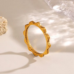 304 Stainless Steel Finger Rings, Gear, Real 18K Gold Plated, 2mm, Inner Diameter: 17mm(RJEW-M072-06G)