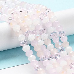 Glass Beads Strands, Faceted, Rondelle, Pink, 6x5mm, Hole: 1mm, about 85~88pcs/strand, 16.1~16.5 inch(41~42cm)(EGLA-A034-M6mm-59)