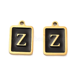 304 Stainless Steel Pendants, with Enamel, Rectangle with Letter Charm, Golden, Letter Z, 17.5x12x1.5mm, Hole: 1.5mm(STAS-K265-11G-Z)