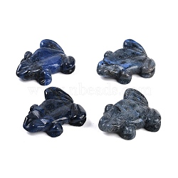 Natural Sodalite Carved Beads, Half Hole, Frog, 32~40x28~35x8mm, Hole: 1.5~3.5mm(G-K383-17B)