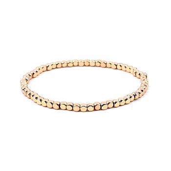 Gold-tone Miyuki Elastic Crystal Beaded Bracelet with Acrylic Tube Beads