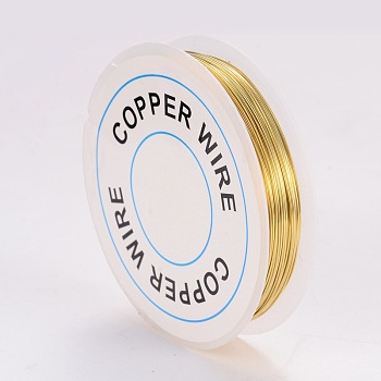 Round Copper Jewelry Wire, Gold, 24 Gauge, 0.5mm, about 26.24 Feet(8m)/roll