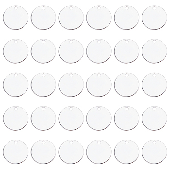 PandaHall Elite Brass Pendants, Stamping Blank Tag, Flat Round, Platinum, 20x1mm, Hole: 2mm, 30pcs/box
