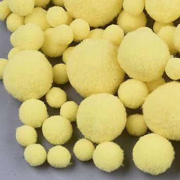 DIY Doll Craft Polyester High-elastic Pom Pom Ball, Round, Yellow, 7~29mm