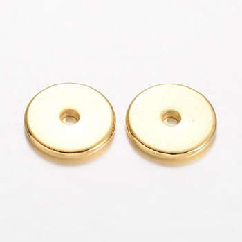 Disc Brass Spacer Beads, Golden, 10x1mm, Hole: 2mm