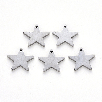 304 Stainless Steel Charms, Laser Cut, Star, Stainless Steel Color, 12x13x1mm, Hole: 1mm