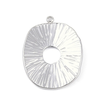 Non-Tarnish 304 Stainless Steel Pendants, Oval Charm, Stainless Steel Color, 24.5x18.5x3.5mm, Hole: 1.5mm