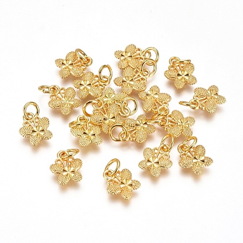 Electroplated Alloy Charms, Long-Lasting Plated, with Brass Jump Ring, Butterfly, Golden, 9.5x8.5x2.5mm, Hole: 3.5mm