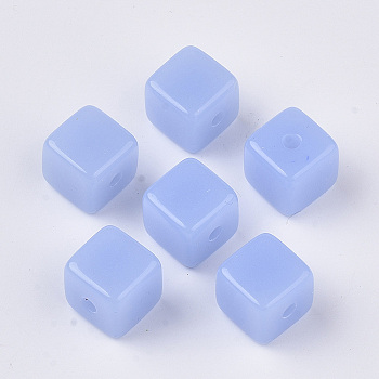 Imitation Jelly Acrylic Beads, Cube, Cornflower Blue, 12x12x12mm, Hole: 2.5mm