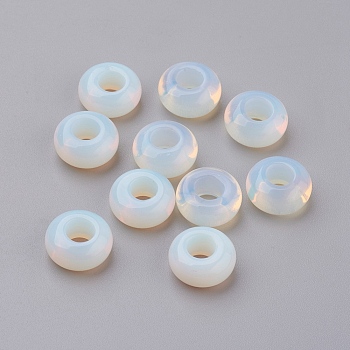 Synthetic Opalite European Beads, Large Hole Beads, Rondelle, 14x7~8mm, Hole: 6mm