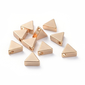 Brass Charms, Triangle, Long-Lasting Plated, Real 18K Gold Plated, 6.5x7.5x3mm, Hole: 1.6mm