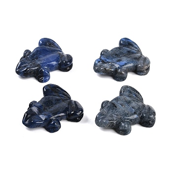 Natural Sodalite Carved Beads, Half Hole, Frog, 32~40x28~35x8mm, Hole: 1.5~3.5mm