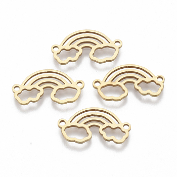 201 Stainless Steel Links connectors, Laser Cut Links, Rainbow, Golden, 10x19x1mm, Hole: 1.4mm