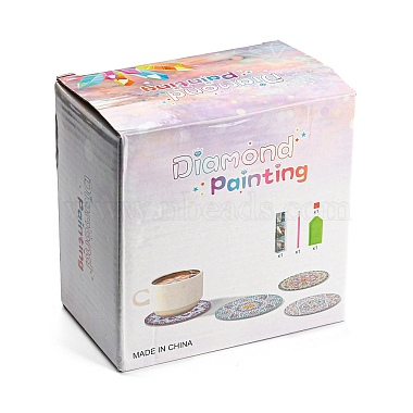 DIY Moon Theme Fancy Scenery Diamond Painting Round Acrylic Cup Mat Kits(DIY-H163-07)-5