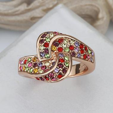 Настоящее розовое золото покрытием олова сплава красочные чешский горный хрусталь кольца для женщин(RJEW-BB14217-8RG)-2