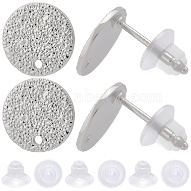32Pcs Hammered Brass Stud Earring Findings(KK-BBC0023-13)-1