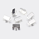 Silver Color Plated Brass Ribbon Crimp Ends(J0JMT-S-NF)-2