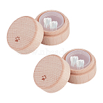 Carved Wood Baby Tooth Keepsake Cases with Lids, My First Tooth Storage Boxes, Round with Acrylic Box Inside, Paw Print, 5.1x3.55cm(CON-WH0100-09A)