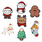 7Pcs 7 Style Christmas Tree & Deer & Gingerbread Man Enamel Pin, Electrophoresis Black Alloy Badge for Backpack Clothes, Mixed Color, 28~37x19~28.5x1.5~2mm, Pin: 1~1.2mm, 1Pc/style(JEWB-TA0001-11)
