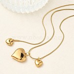304 Stainless Steel Triple Heart Pendant Round Snake Chain Necklaces for Women, Ion Plating(IP), Real 18K Gold Plated, 15.91 inch(40.4cm)(NJEW-A074-02G)