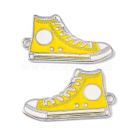 Alloy Enamel Pendants, Cadmium Free & Lead Free, Lie Fallow Shoes, Platinum, Yellow, about 30mm long, 17mm wide, 2mm thick, hole: 1.5mm(EAP055Y-2)