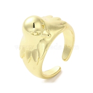Rack Plating Brass Finger Ring, Cuff Ring, Long-Lasting Plated, Cadmium Free & Lead Free, Bird, Real 18K Gold Plated, Inner Diameter: 18mm(RJEW-C072-09G)