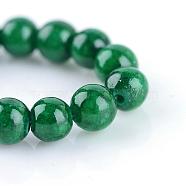Natural Dyed Yellow Jade Gemstone Bead Strands, Round, Dark Green, 8mm, Hole: 1mm, about 50pcs/strand, 15.7 inch(G-R271-8mm-Y14)