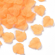 Autumn Theme Transparent Frosted Acrylic Pendants, Maple Leaf, Orange, 24x22.5x3mm, Hole: 1mm, about 962pcs/500g(PAF002Y-13)