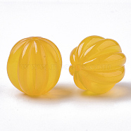 Autumn Theme Resin Beads, Imitation Beeswax, Pumpkin, Gold, 20x20mm, Hole: 1.8mm(X-RESI-S387-011A)