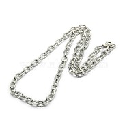Fashionable 304 Stainless Steel Twisted Grain Cable Chain Necklaces, with Lobster Claw Clasps, Stainless Steel Color, 20 inch~21 inch(50.8~53.3cm)x7mm(STAS-A028-N077P)