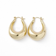 Brass Teardrop Thick Hoop Earrings for Women, Lead Free & Cadmium Free, Real 18K Gold Plated, 34x24x10.5mm, Pin: 0.9mm(EJEW-I270-07G)