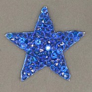 Star Hotfix Rhinestone, Glass Rhinestones, with Hot Melt Adhesive, Iron on Applique Patch, Sewing Craft Decoration, Sapphire, 35x37x2.5mm(PATC-WH0004-04A-1)