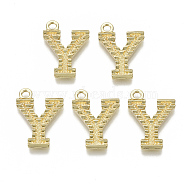 Alloy Pendants, Cadmium Free & Nickel Free & Lead Free, Initial Letter, Real 18K Gold Plated, Initial Letter.Y, 21x15x2mm, Hole: 2mm(PALLOY-N157-002Y-NR)