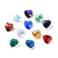 Electroplate Glass Charms, AB Color Plated, Faceted Heart, Mixed Color, 10x10x5~5.5mm, Hole: 1~1.2mm(GGLA-Z002-02L)