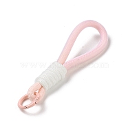 Braided Nylon Strap, Alloy Clasp for Key Chain Bag Phone Lanyard, Pink, 155mm(AJEW-C035-03E)