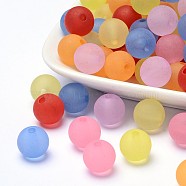 Transparent Acrylic Ball Beads, Frosted Style, Round, Mixed Color, 12mm, Hole: 2mm, about 520pcs/500g(FACR-R021-12mm-M)