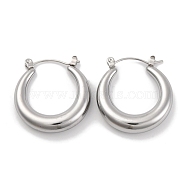 Non-Tarnish Moon Stainless Steel Hoop Earrings, Stainless Steel Color, 29x18.5mm(EJEW-H013-10P)