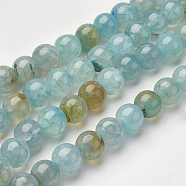 Natural Agate Beads Strands, Dyed, Round, Light Blue, 8mm, Hole: 1mm, about 48pcs/strand, 15.3 inch(39cm)(X-G-J361-01-8mm)