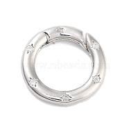 Brass Micro Pave Clear Cubic Zirconia Spring Gate Rings, Long-Lasting Plated, Lead Free & Cadmium Free, Ring, Platinum, 15mm, Hole: 2.5mm, Inner Diameter: 10mm(KK-M293-54P)