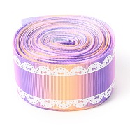Polyester Printed Grosgrain Ribbon, Single Face Lace Pattern, for DIY Handmade Craft, Gift Decoration , Dark Orchid, 1-1/2 inch(38mm), 10 yards/roll(9.14m/roll)(OCOR-I010-06I)