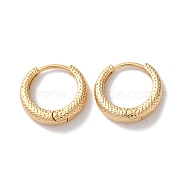 Texture Rings Brass Hoop Earrings for Women, Real 18K Gold Plated, 14.5x3.5mm(EJEW-B056-02G-03)