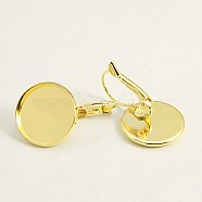 Golden Color Brass Leverback Earring Findings, Lead Free and Cadmium Free, 25x18mm, Tray: 16mm(X-KK-C1244-16mm-G-RS)