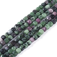 Natural Ruby in Zoisite Beads Strands, Faceted, Cube, 4.5x4.5x4.5mm, Hole: 0.8mm, about 88pcs/strand, 15.16 inch(38.5cm)(G-L537-022)