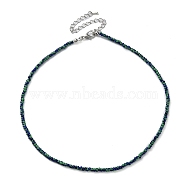 Glass Beaded Necklace, with Alloy Clasps, Dark Blue, 16.10 inch(40.9cm)(NJEW-Z029-05S)