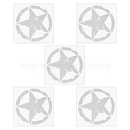 PET Plastic Car Adhesive Stickers, Waterproof Window Decals, for Car, Wall Decoration, Round with Star, White, 160x153x0.3mm, Sticker: 150x148mm(DIY-WH0387-43A)