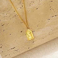 Abstract Human Face Stainless Steel Pendant Necklace with Cuban Link Chains, Golden, 15.75 inch(40cm)(RZ5851-1)